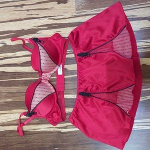 Jezebel bra and skirt lingerie set